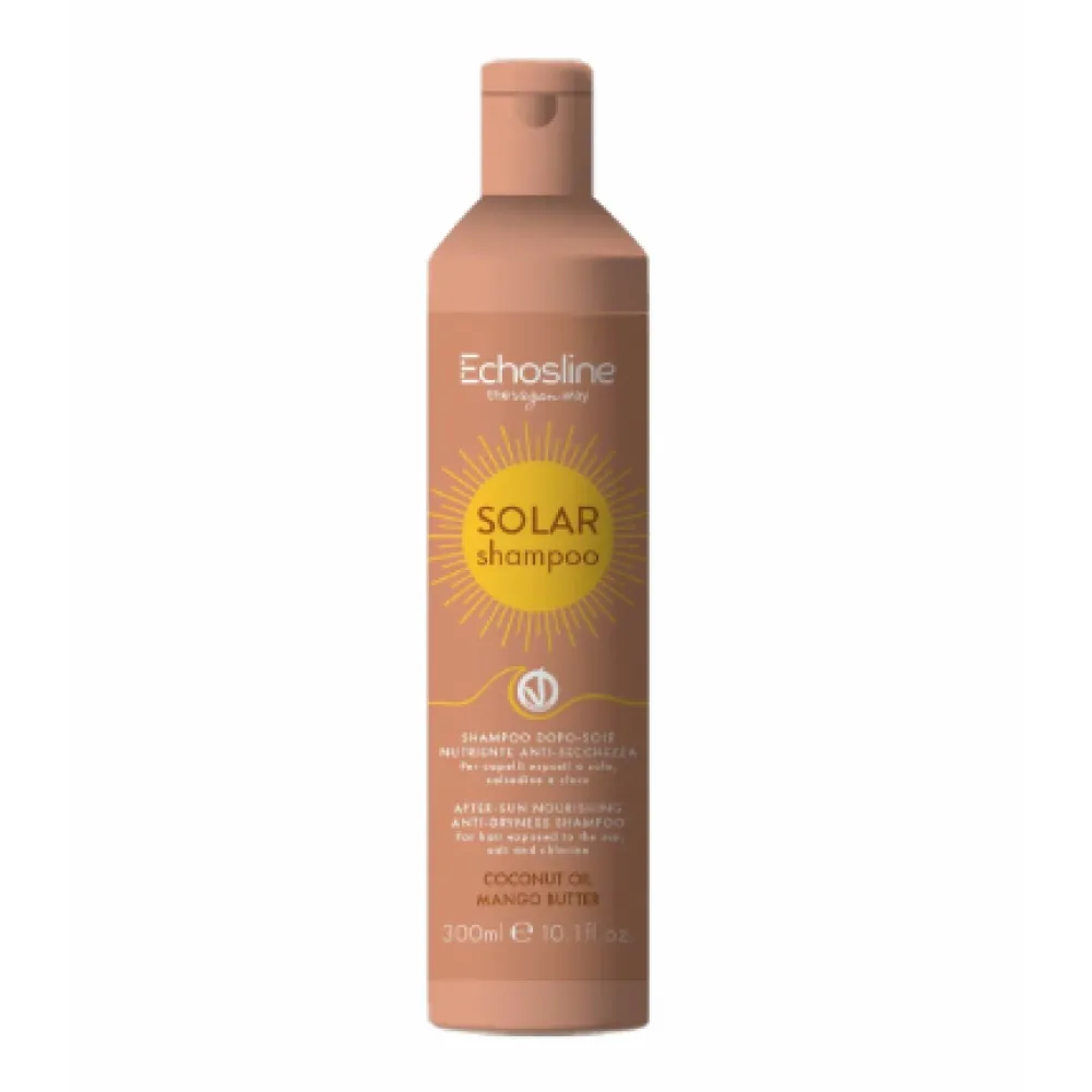 ECHOSLINE SOLAR Shampoo – maitinantis šampūnas su kokosų aliejumi ir mangų sviestu, 300 ml
