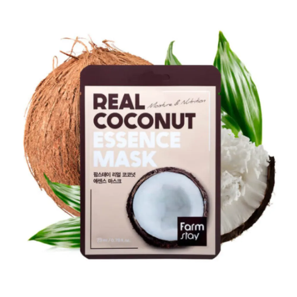 FarmStay Real Coconut Essence Mask – Drėkinanti audinio veido kaukė prieš senėjimą