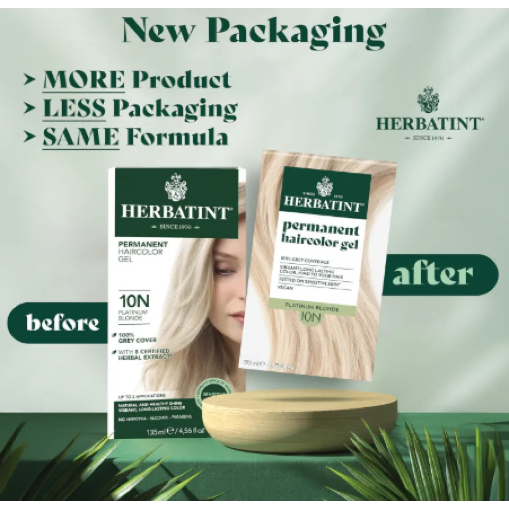 HERBATINT ilgalaikiai natūralūs augaliniai geliniai plaukų dažai – 10N (platininis blondas)