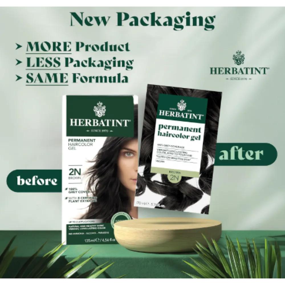 HERBATINT ilgalaikė, natūrali augalinė gelinė plaukų spalva - 2N (Ruda)