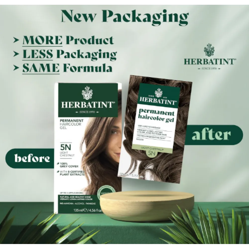 HERBATINT ilgalaikiai, natūralūs augaliniai geliniai plaukų dažai - 5N (Šviesi kaštoninė)