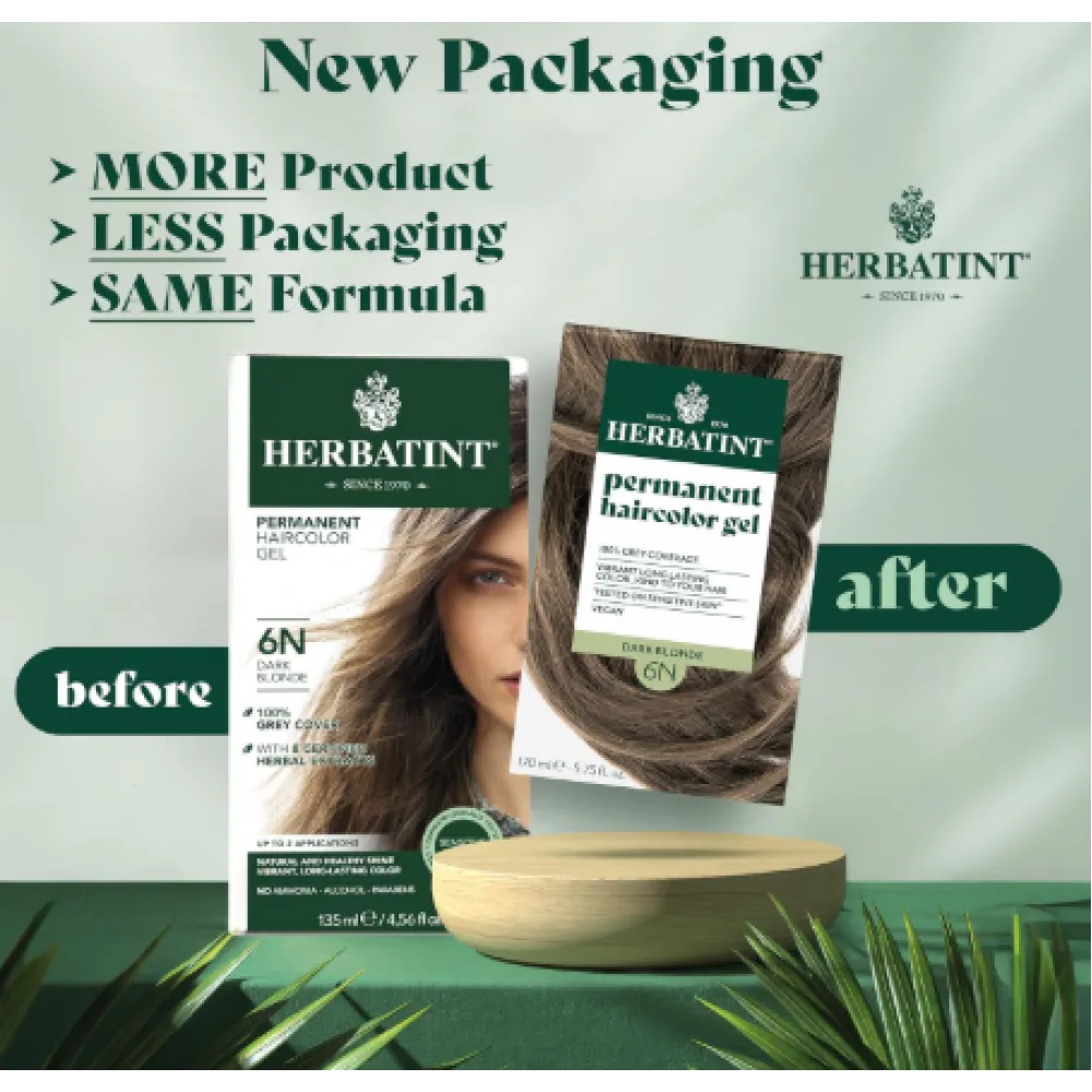 HERBATINT ilgalaikiai natūralūs augaliniai geliniai plaukų dažai 6N (tamsiai blondinė)