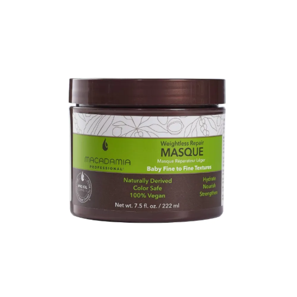 MACADAMIA Weightless Repair Mask - Drėkinamoji plaukų kaukė ploniems plaukams, 222 ml
