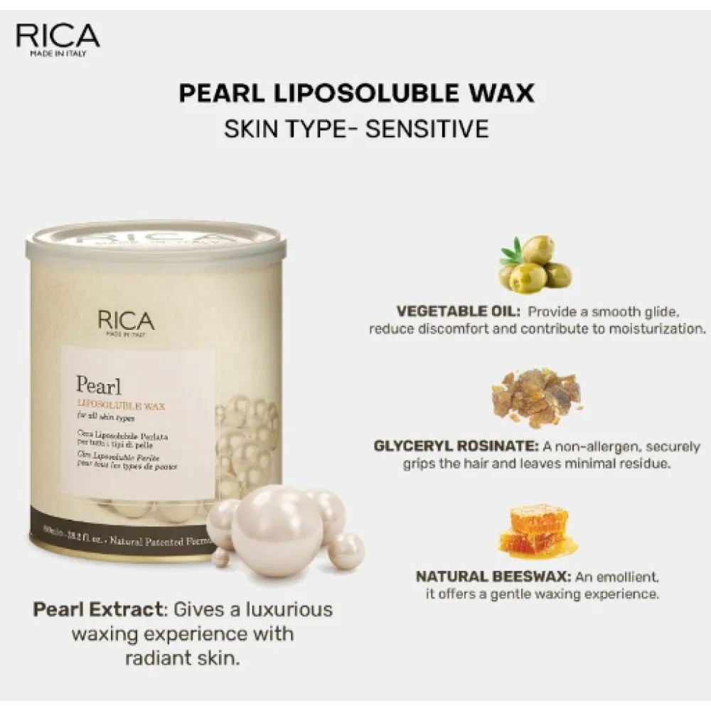 RICA Pearl Wax – perlų vaškas, 800 ml