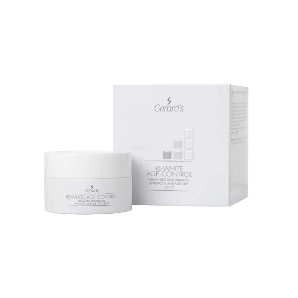 GERARD'S RE-WHITE AGE CONTROL Anti Spot & Anti Age veido kremas SPF 50 – odos tono išlyginimui, nuo pigmentinių dėmių ir senėjimo, 100ml (PFAREW580)