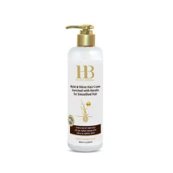 H&B Moist & Shine Silicone Hair Cream No-Rinse Enriched with Keratin - drėkinantis ir blizgesį suteikiantis plaukų kremas su keratinu ir silikonu, nenuplaunamas, 400 ml