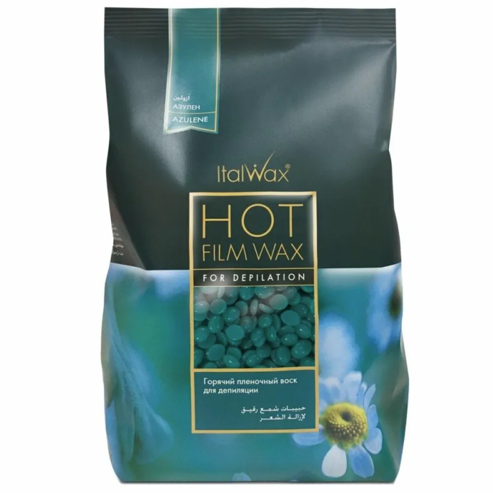 ItalWax Hot Film Wax AZULENE – skaidrus plėvelinis vaškas AZULENE, 1000 g (BRL63058)